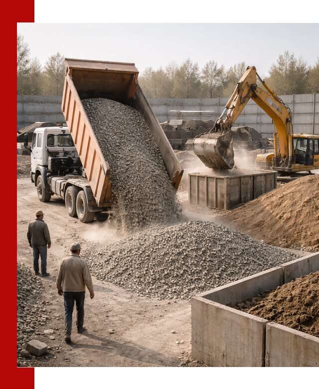 Доставка нерудных материалов с погрузкой и разгрузкой в Петергофе