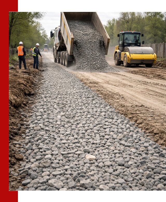 Доставка щебня для отсыпки дорог в Петергофе высокого качества