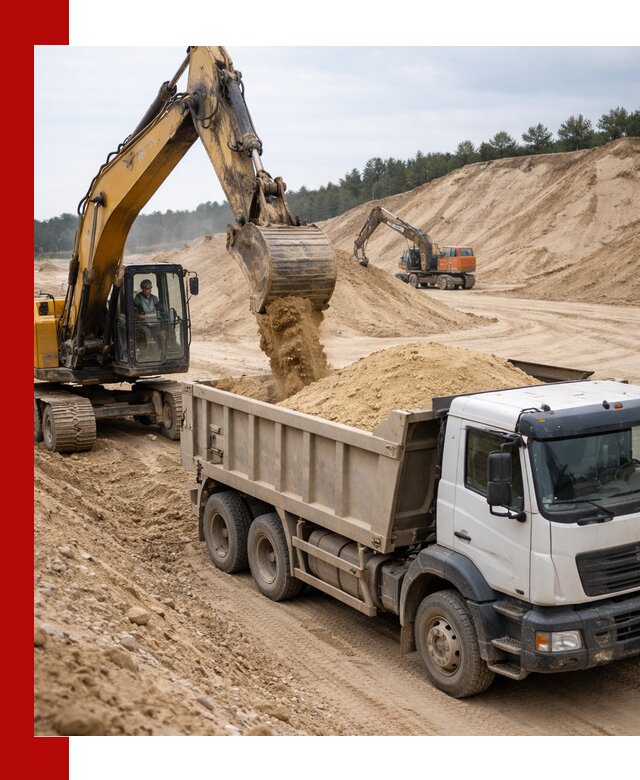 Доставка карьерного песка с самосвалами и разгрузкой в Петергофе