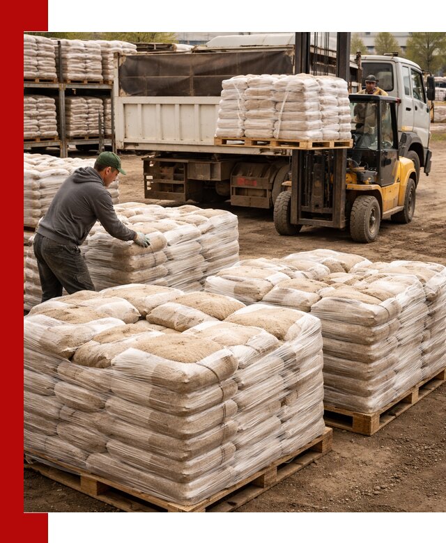 Карьерный песок в мешках с доставкой в Петергофе