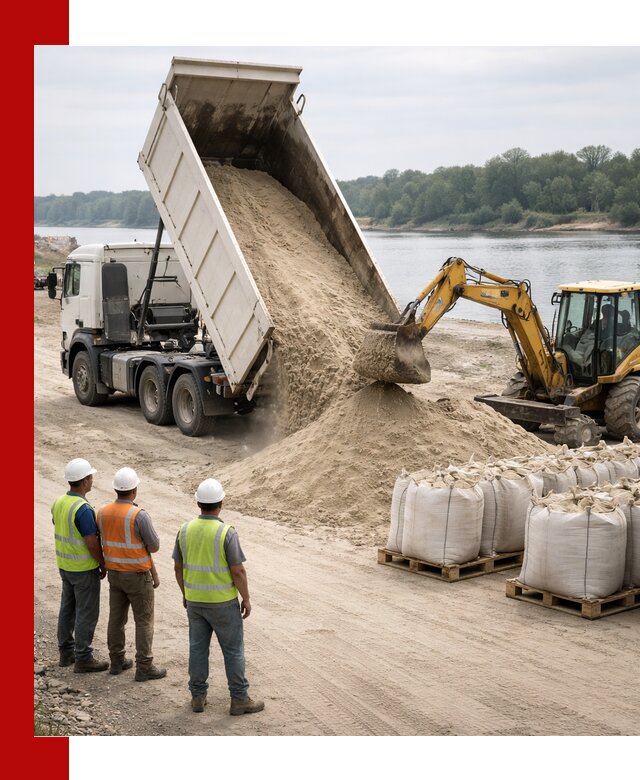 Доставка речного песка в Петергофе самосвалами и погрузкой
