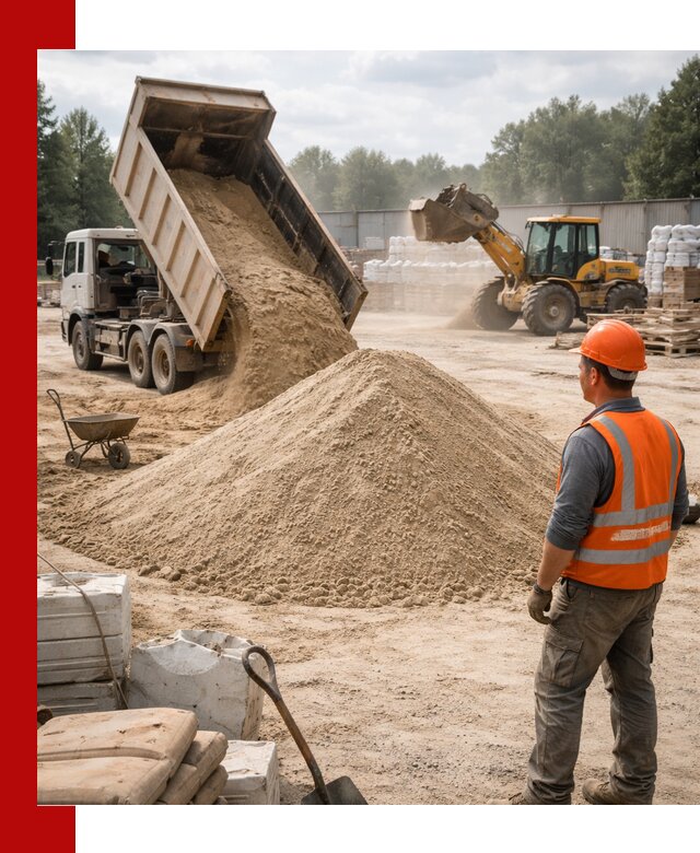 Доставка строительного песка с самосвалом в Петергофе