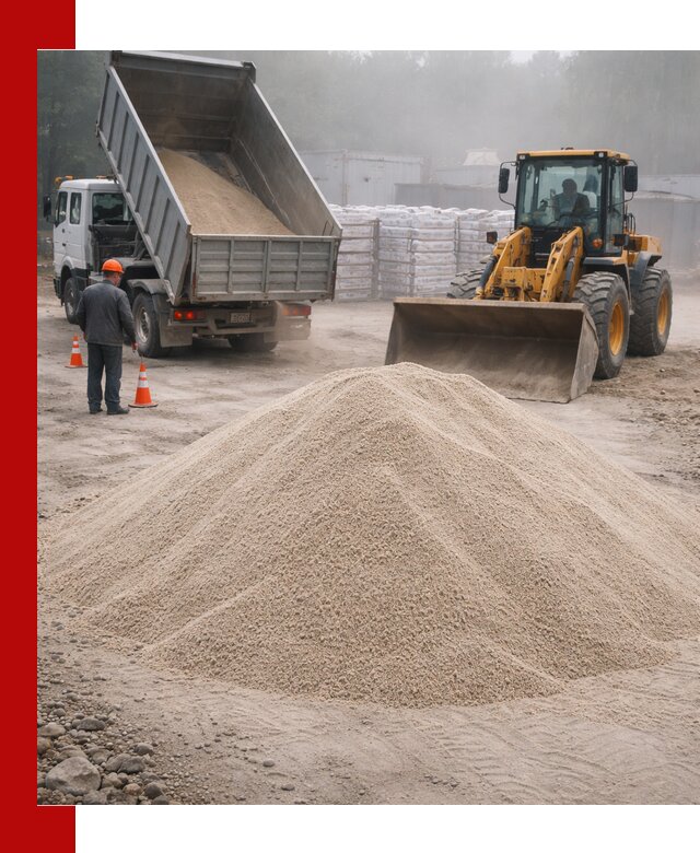Кварцевый песок фракция 0–8 для стройработ в Петергофе