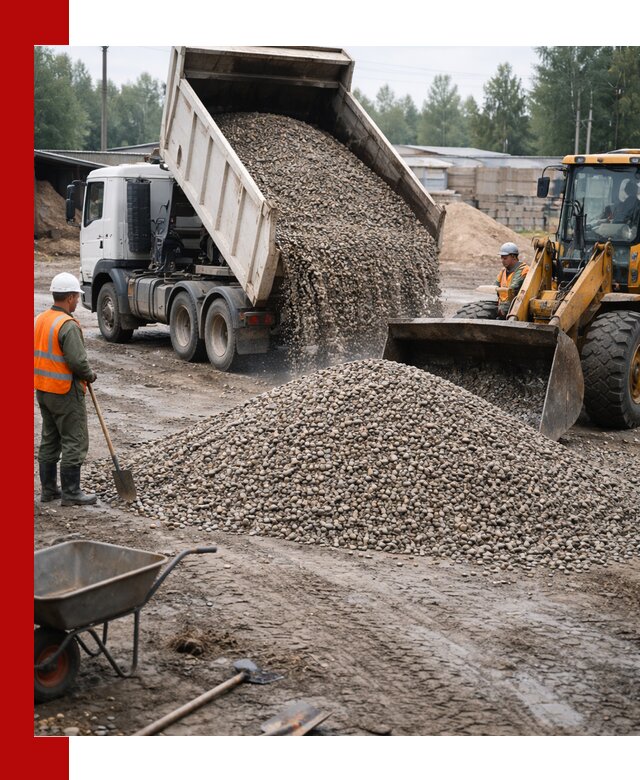 Мытый гравий с доставкой в Петергофе от карьера до участка