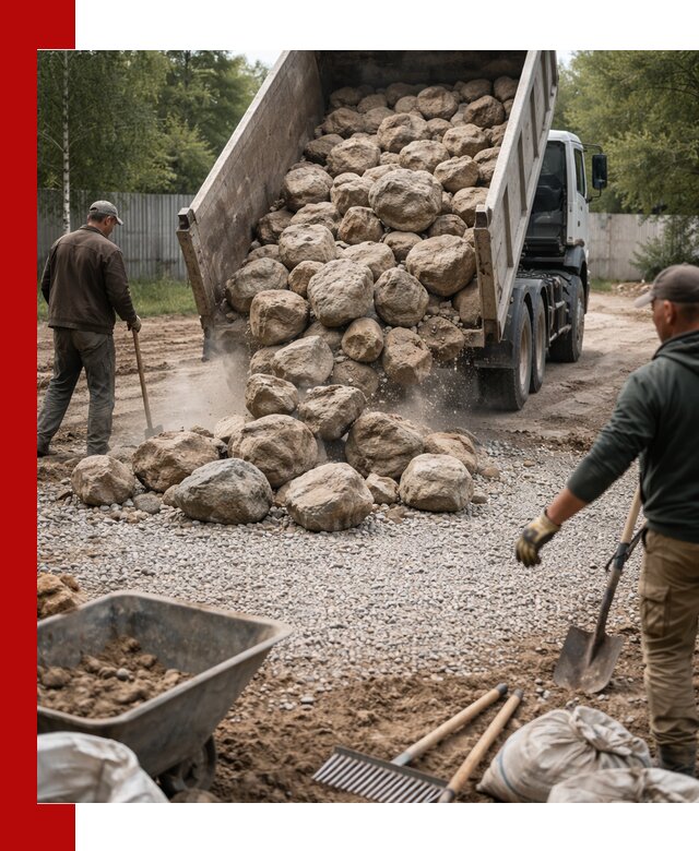 Доставка и укладка булыжника в Петергофе
