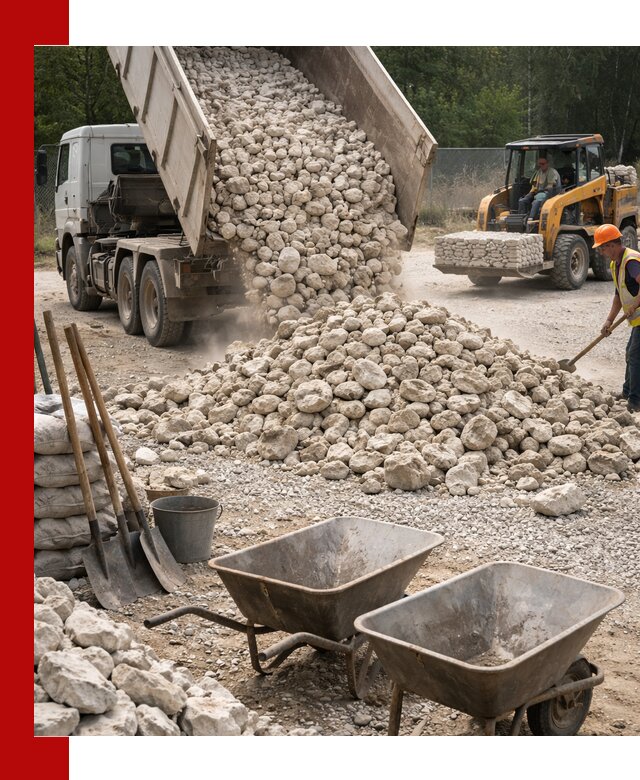 Доставка и продажа бутового известнякового камня в Петергофе