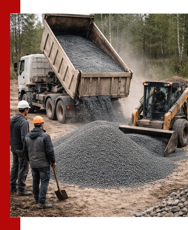 Гранитный отсев 0-5 с доставкой и разгрузкой в Петергофе