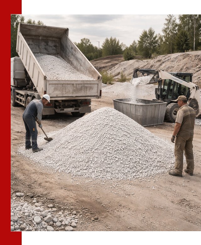 Доставка и продажа белой мраморной крошки в Петергофе