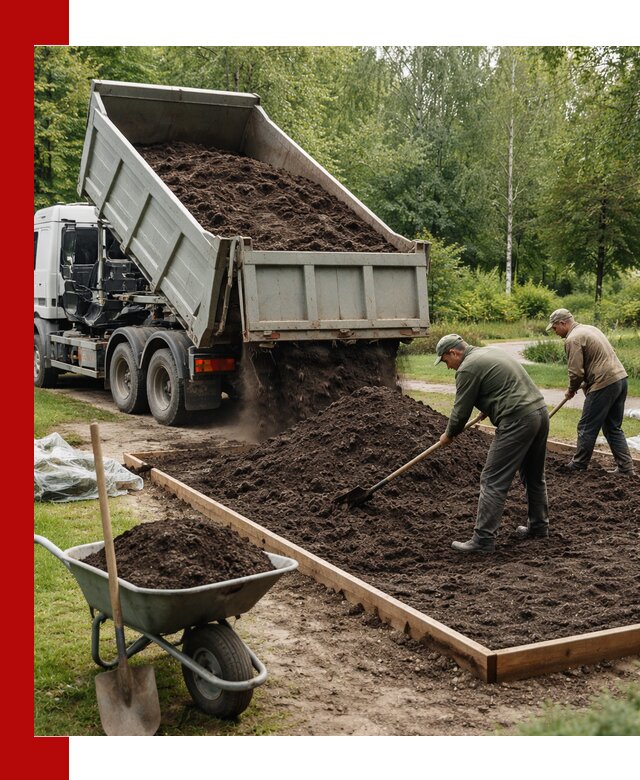 Доставка грунта для озеленения и благоустройства в Петергофе