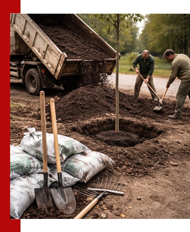 Грунт для посадки деревьев в Петергофе — доставка и подготовка почвы