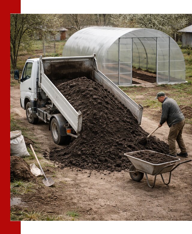 Чернозем для теплицы с доставкой в Петергофе