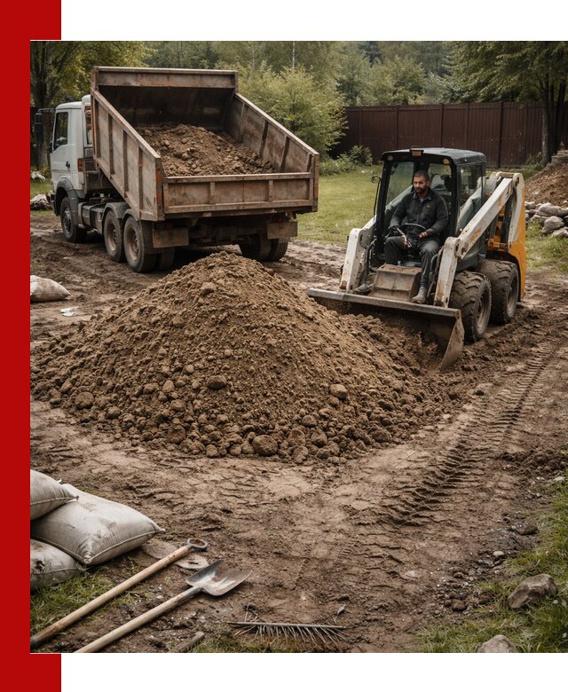 Суглинок для планировки участков в Петергофе с доставкой и выгрузкой