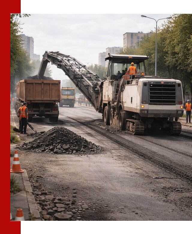 Фрезерованный асфальт в Петергофе — удаление и вывоз старого покрытия