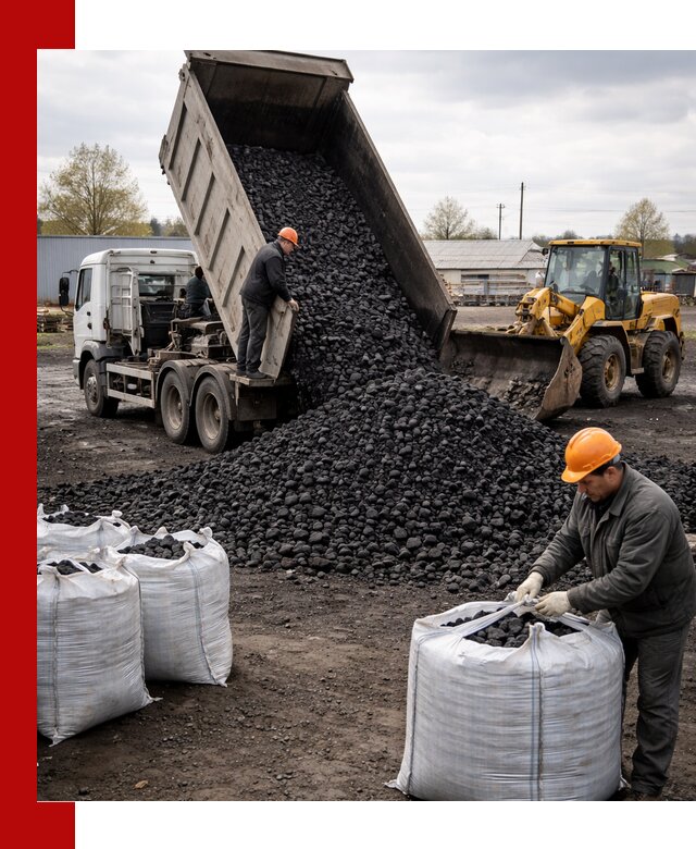 Доставка каменного угля в Петергофе оптом и в розницу