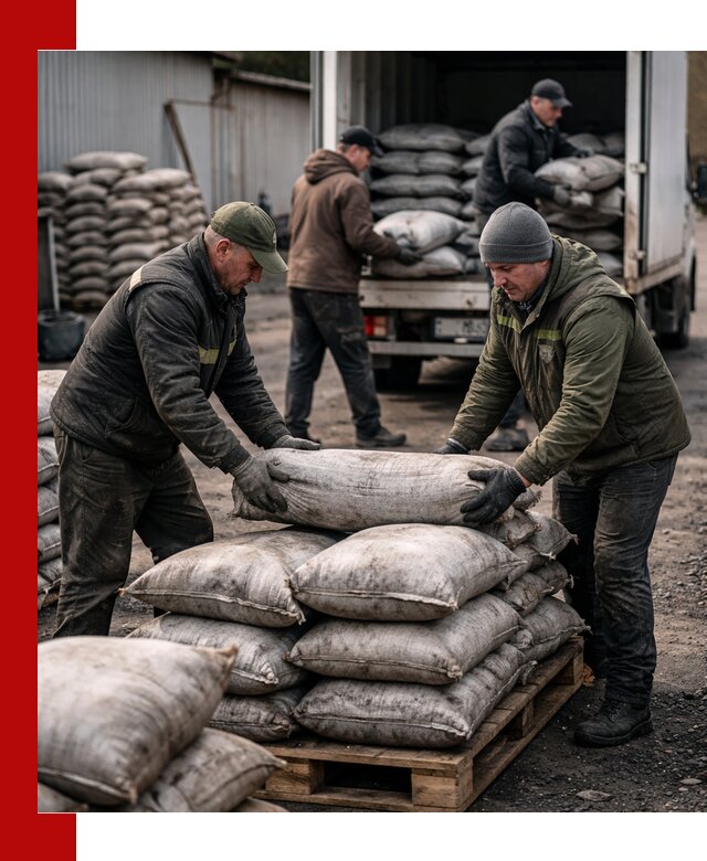 Доставка угля в мешках по выгодным ценам в Петергофе