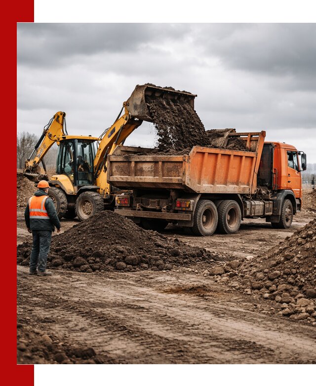 Вывоз грунта и строительного мусора в Петергофе грузовыми самосвалами