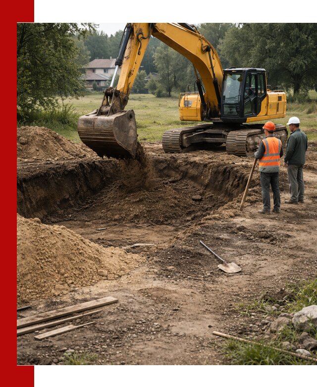 Рытье котлована под фундамент в Петергофе (быстро и недорого)